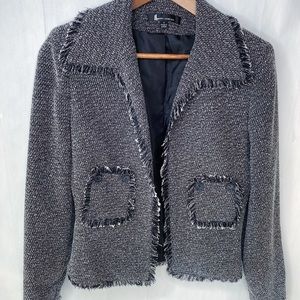 Larry Levine Tweed Suit Jacket. Black/White